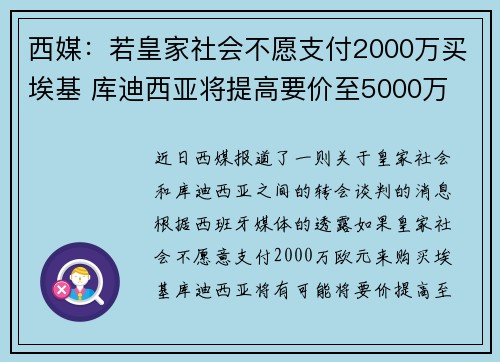 西媒：若皇家社会不愿支付2000万买埃基 库迪西亚将提高要价至5000万